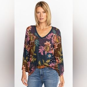 NWT Johnny WAS V Neck Kimono Sleeve Long Sleeve T Shirt - Large